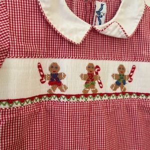 Boys Smoked Gingerbread Romper. 18M